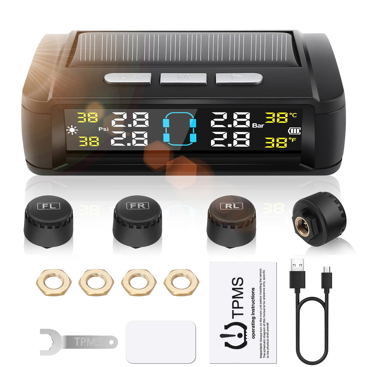 Система контролю тиску в шинах TPMS SOLAR + 4 зовнішні датчики  TPMS SOLAR