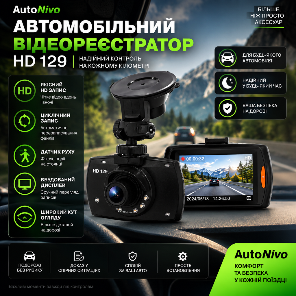 Автомобільний відеореєстратор HD 129